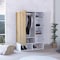 Tuhome Rosie Armoire, Two Open Shelves, Double Door, Five Shelves, Hanging Rod, Light Oak/White CDB7136 - alternate 3